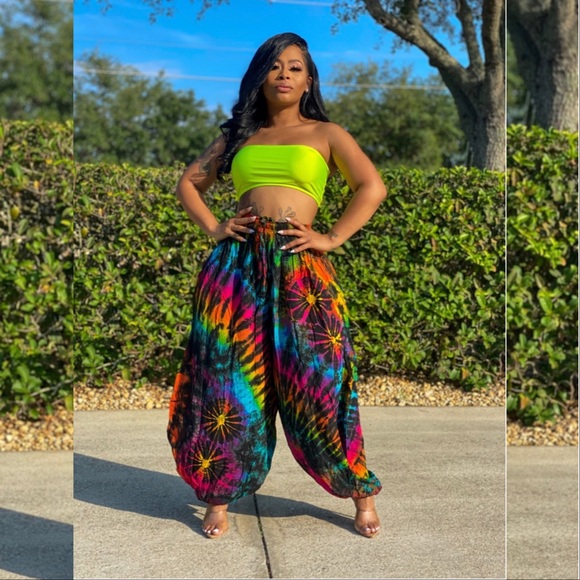 Tye Die Harem Pants -Black Rainbow - Picture 2 of 10